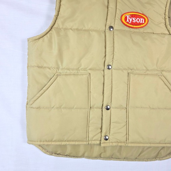 Tyson Vintage Puffer Vest Tan Quilted Snap Front Workwear Mens Sz Medium Cosplay - Picture 4 of 16